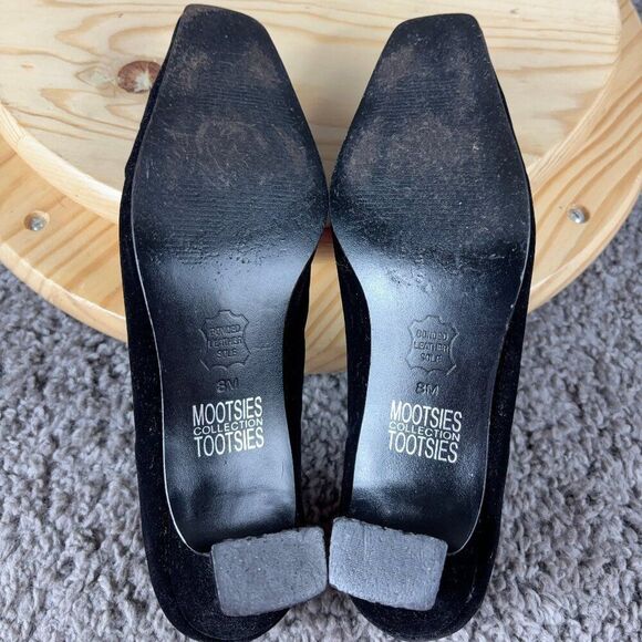 Mootsies Tootsies Beauty Kitten Heel Pumps Womens Size 8 Velvet Square Toe Shoes - Picture 10 of 10